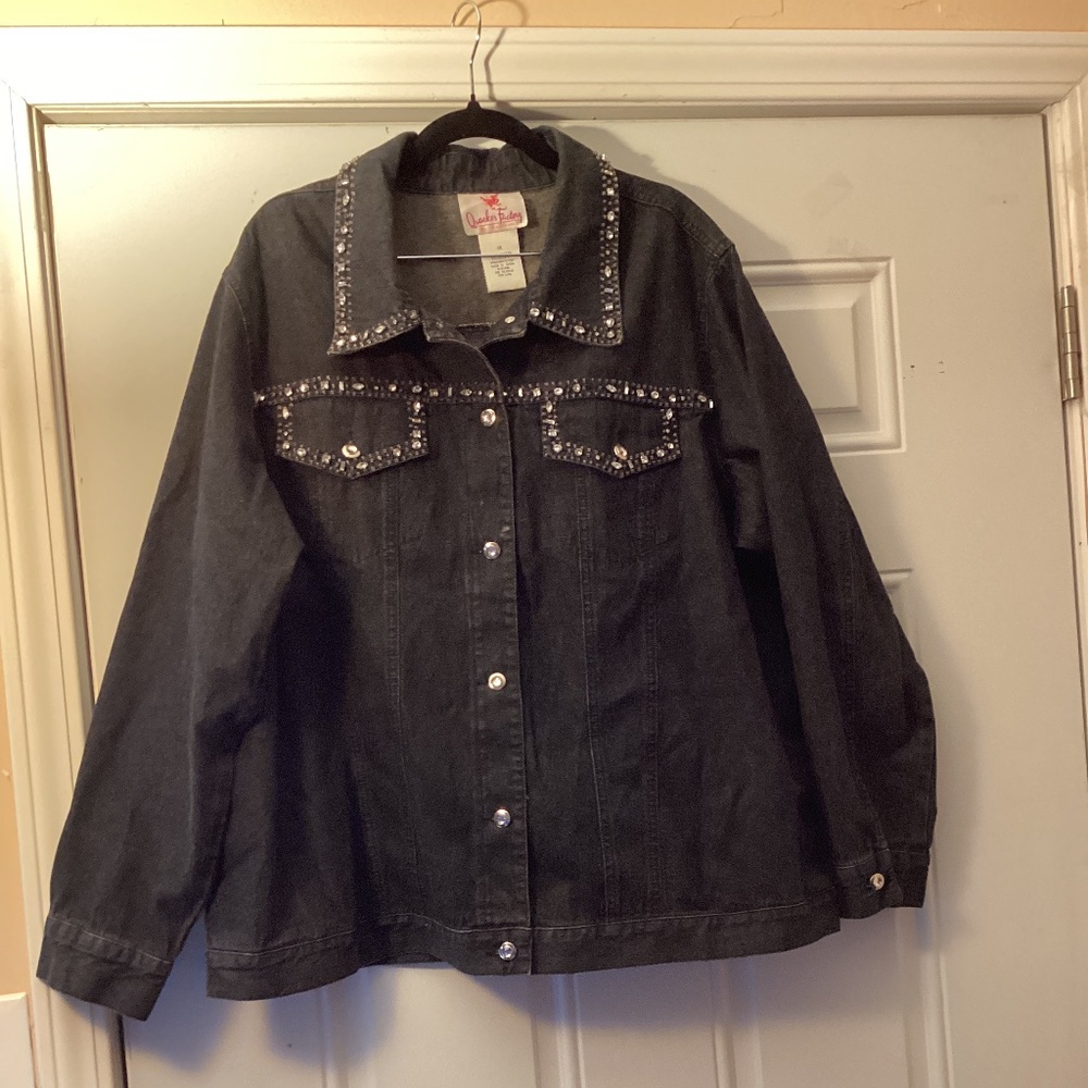 Women’s Quacker Factory Cotton Beaded Jean Jacket size 1X